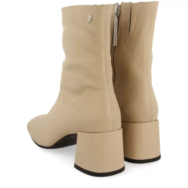 Gioseppo Boots & Ankle Boots*Artas Women'S Cream Leather Ankle Boots With Mid Heels And Round Toes