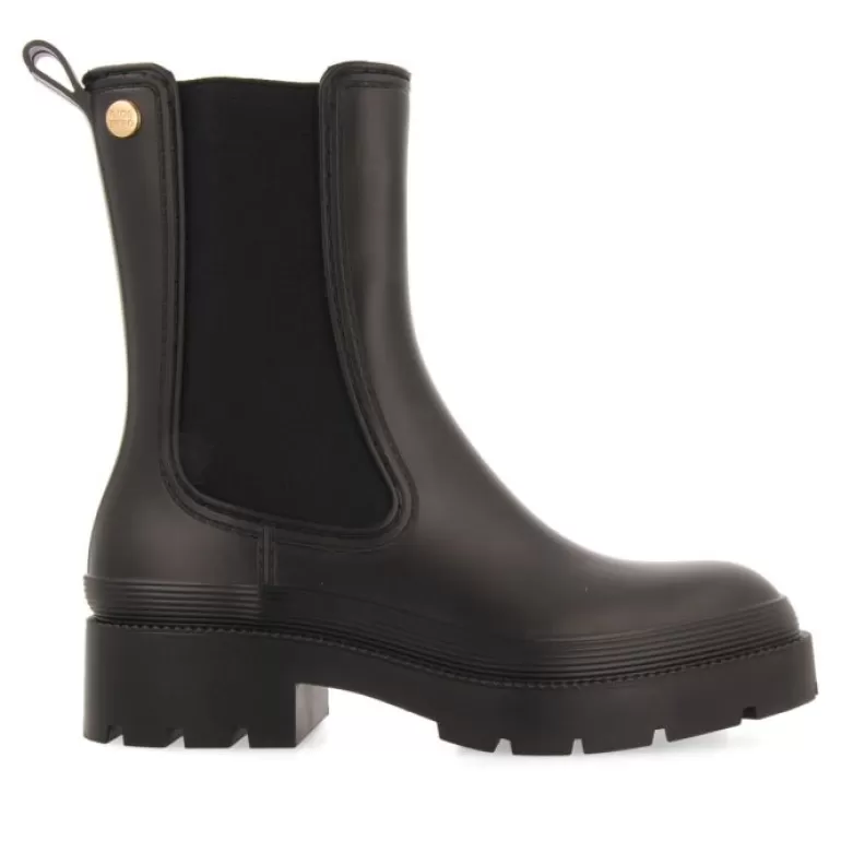 Gioseppo Boots & Ankle Boots*Bilston Women'S Short Black Welly Boots With Side Elastics
