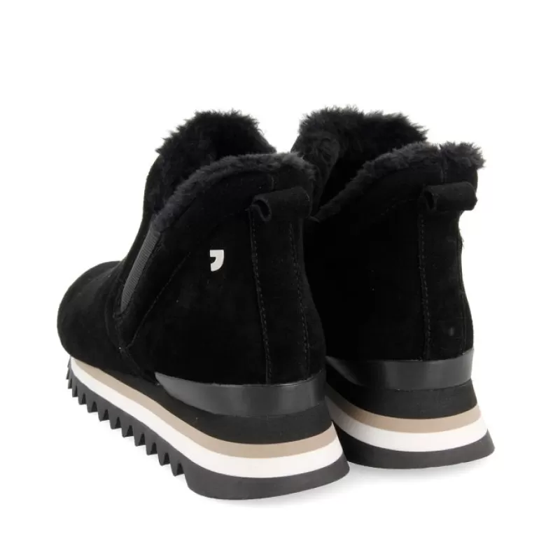 Gioseppo Sneakers*Black Sneakers Ankle Boots Slip Style With Mini Wedge For Woman Eckero