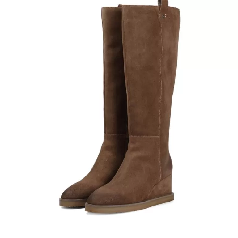 Gioseppo Boots & Ankle Boots*Brora Women'S Taupe Split-Suede Boots With Wedges