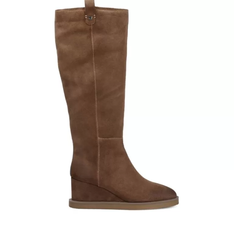 Gioseppo Boots & Ankle Boots*Brora Women'S Taupe Split-Suede Boots With Wedges