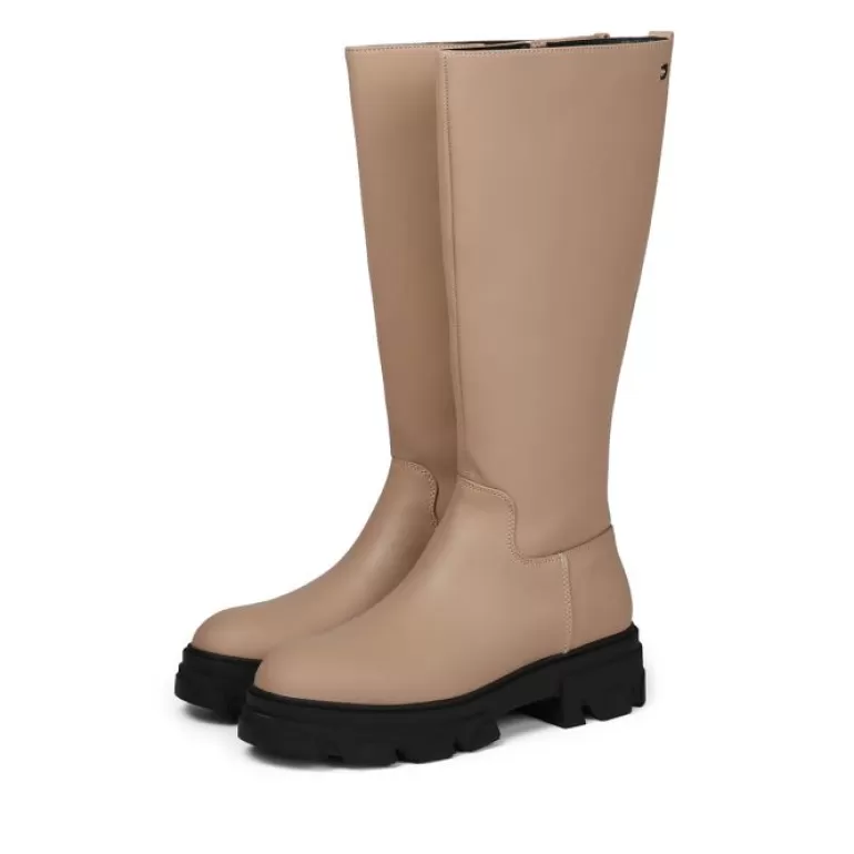 Gioseppo Boots & Ankle Boots*Brossard Women'S Beige Rubberised Knee-High Boots With Track Soles