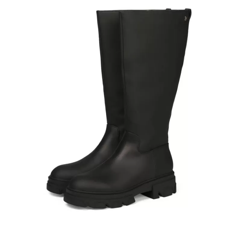 Gioseppo Boots & Ankle Boots*Brossard Women'S Black Rubberised Knee-High Boots With Track Soles