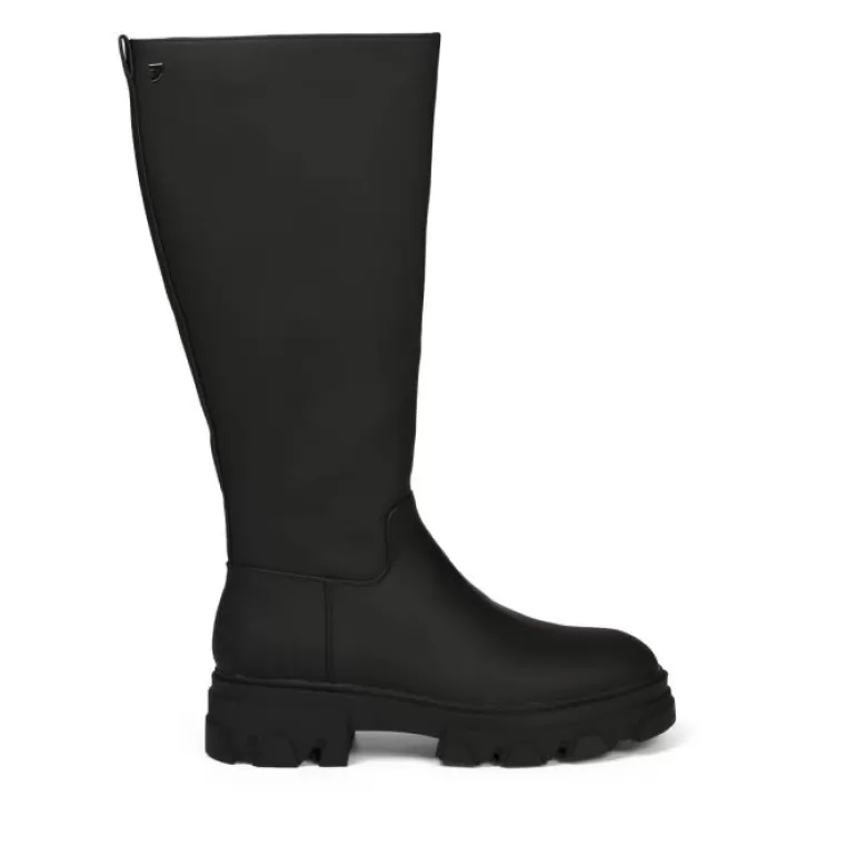 Gioseppo Boots & Ankle Boots*Brossard Women'S Black Rubberised Knee-High Boots With Track Soles