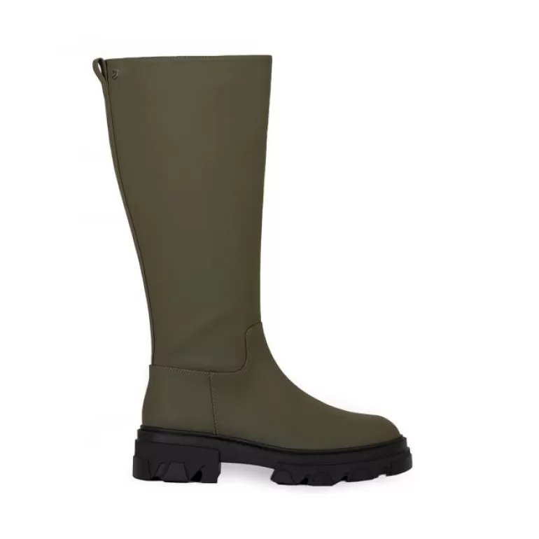 Gioseppo Boots & Ankle Boots*Brossard Women'S Khaki Rubberised Knee-High Boots With Track Soles