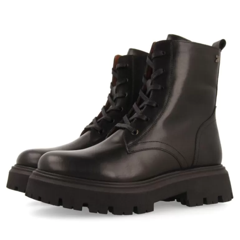 Gioseppo Boots & Ankle Boots*Cardross Women'S Black Leather Combat Boots