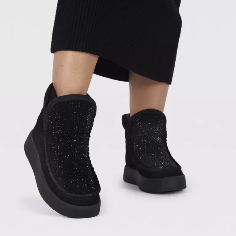 Gioseppo Boots & Ankle Boots*Cupar Women'S Black Split-Suede Shearling Boots With Crystals