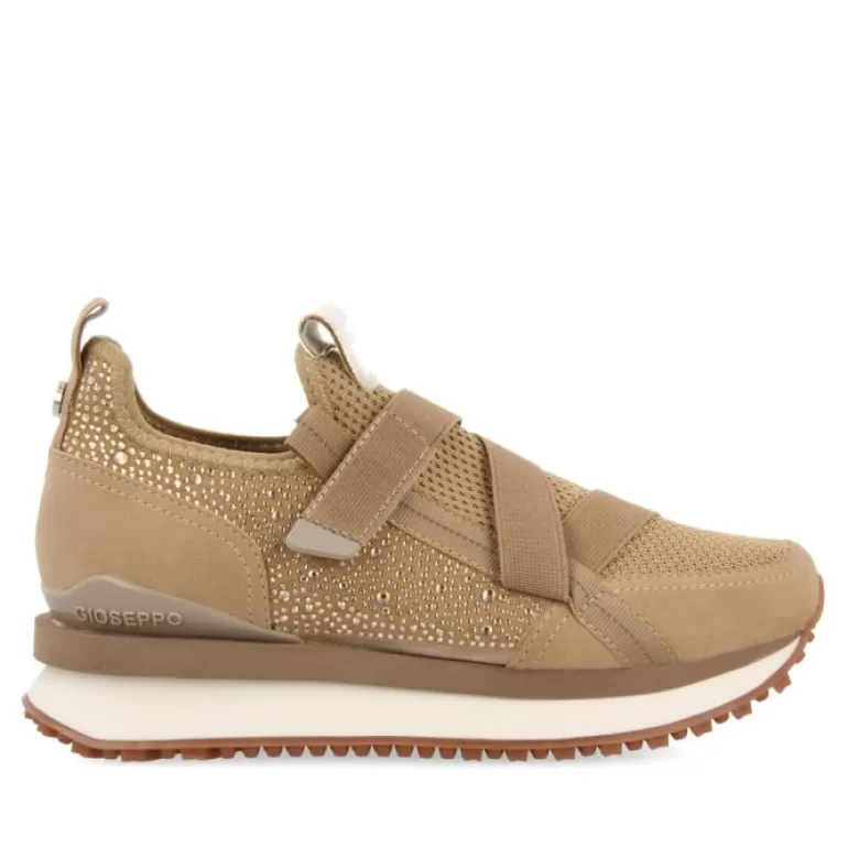 Gioseppo Sneakers*Drongan Women'S Beige Monochrome Sock-Style Sneakers With Crystals
