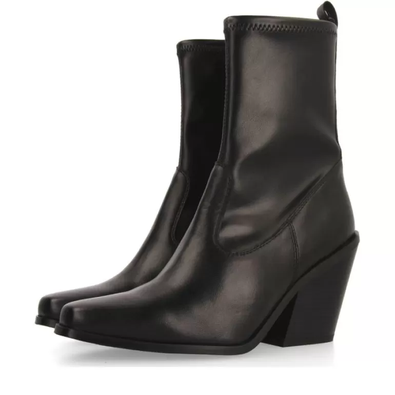 Gioseppo Boots & Ankle Boots*Drymen Women'S Stretchy Black Leather Boots With Semi-Square Toes