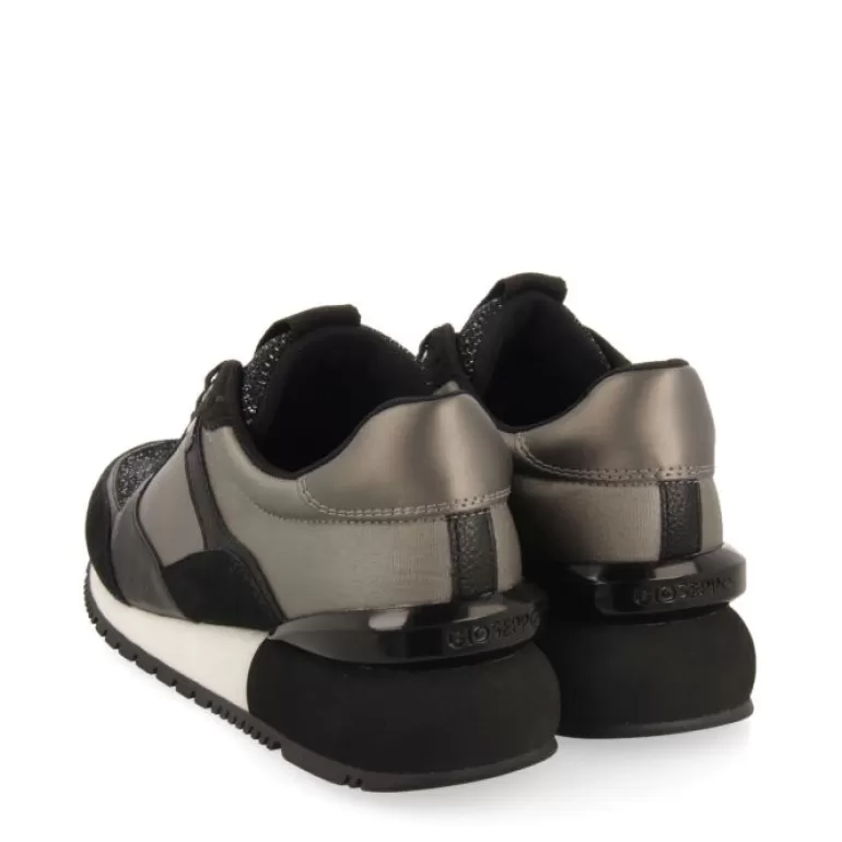Gioseppo Sneakers*Ebenau Women'S Dark Silver Monochrome Sneakers With Nylon Uppers And Half-Wedge Soles