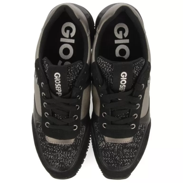 Gioseppo Sneakers*Ebenau Women'S Dark Silver Monochrome Sneakers With Nylon Uppers And Half-Wedge Soles