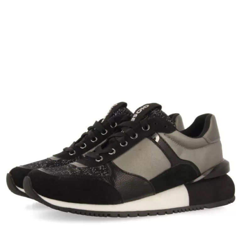 Gioseppo Sneakers*Ebenau Women'S Dark Silver Monochrome Sneakers With Nylon Uppers And Half-Wedge Soles