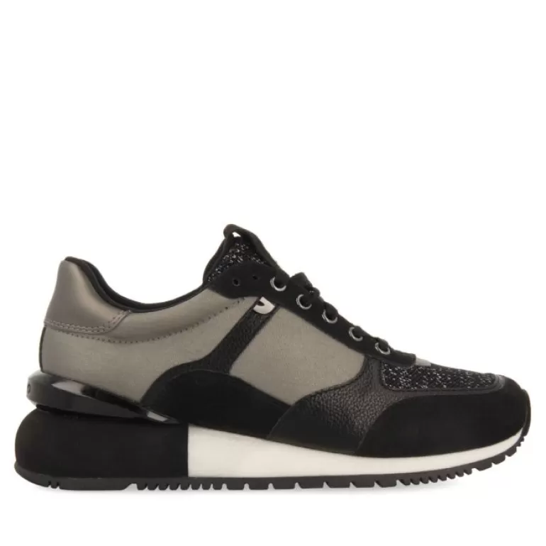 Gioseppo Sneakers*Ebenau Women'S Dark Silver Monochrome Sneakers With Nylon Uppers And Half-Wedge Soles