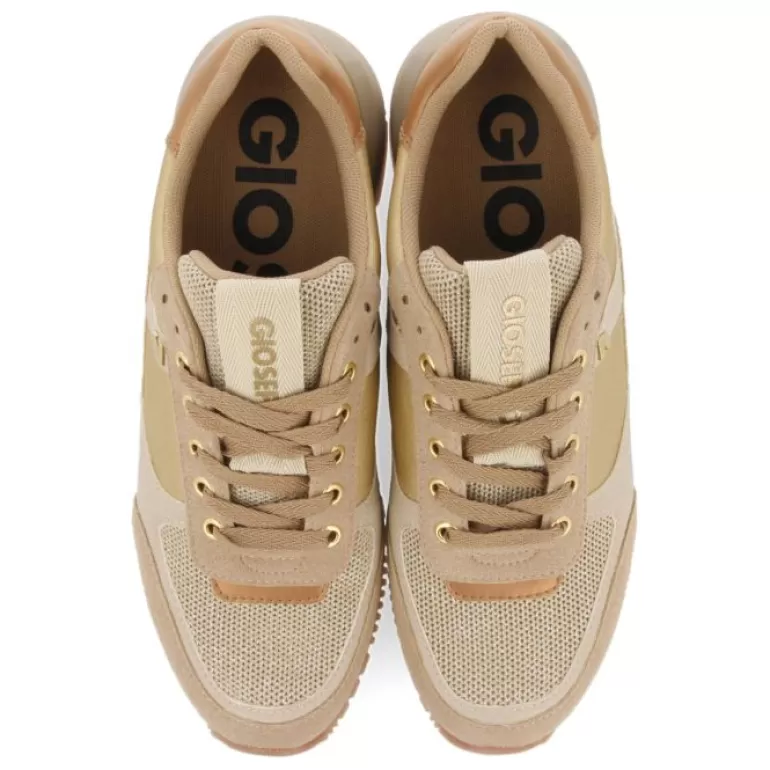 Gioseppo Sneakers*Ebenau Women'S Gold Monochrome Sneakers With Nylon Uppers And Half-Wedge Soles