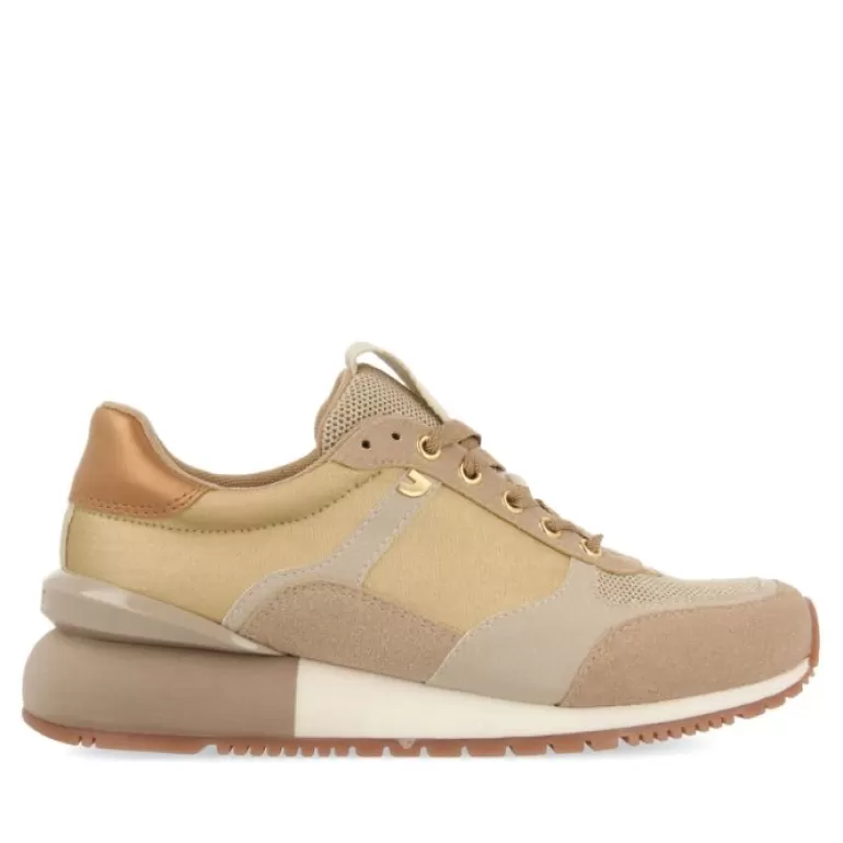Gioseppo Sneakers*Ebenau Women'S Gold Monochrome Sneakers With Nylon Uppers And Half-Wedge Soles