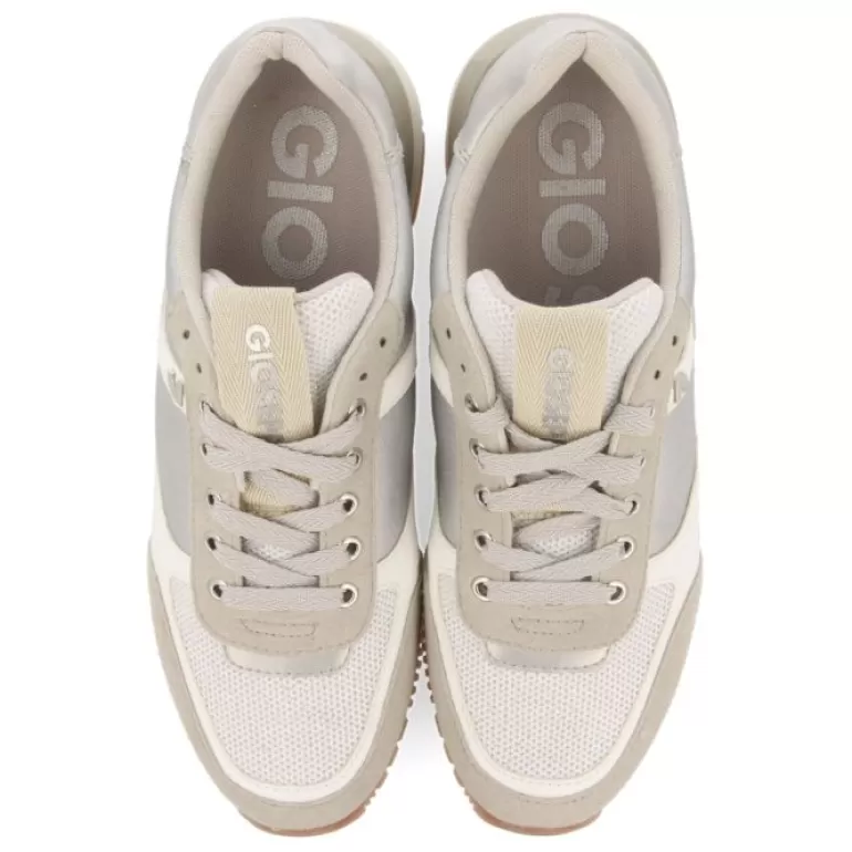 Gioseppo Sneakers*Ebenau Women'S Silver Monochrome Sneakers With Nylon Uppers And Half-Wedge Soles
