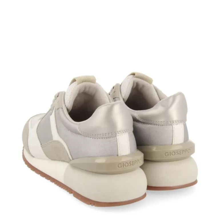Gioseppo Sneakers*Ebenau Women'S Silver Monochrome Sneakers With Nylon Uppers And Half-Wedge Soles