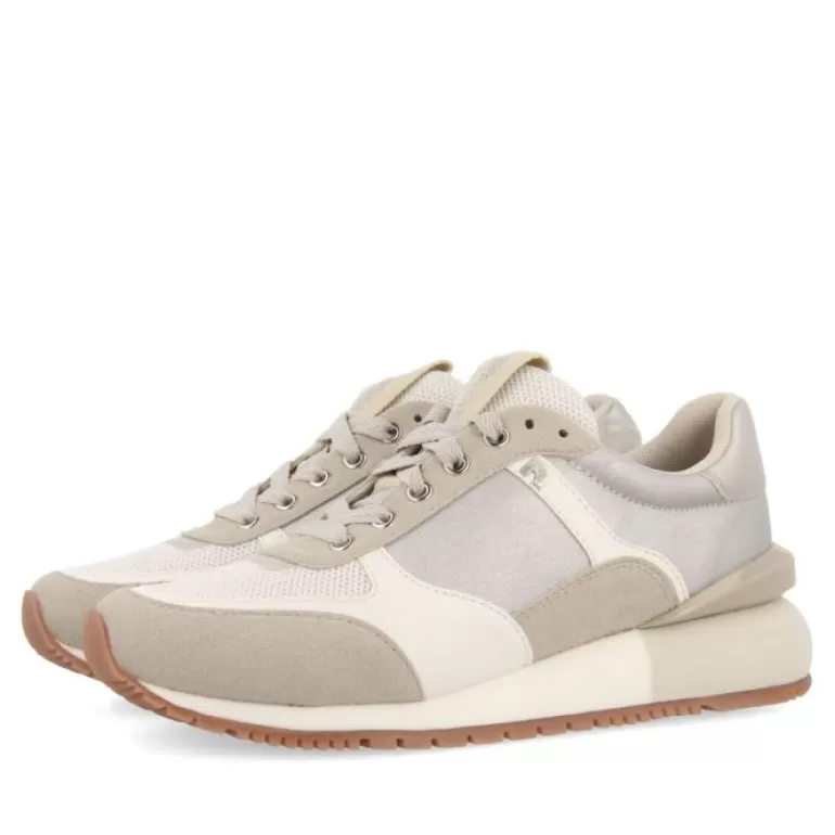 Gioseppo Sneakers*Ebenau Women'S Silver Monochrome Sneakers With Nylon Uppers And Half-Wedge Soles