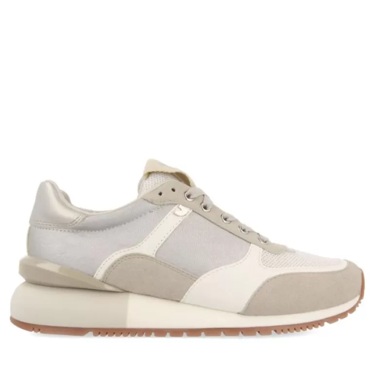 Gioseppo Sneakers*Ebenau Women'S Silver Monochrome Sneakers With Nylon Uppers And Half-Wedge Soles
