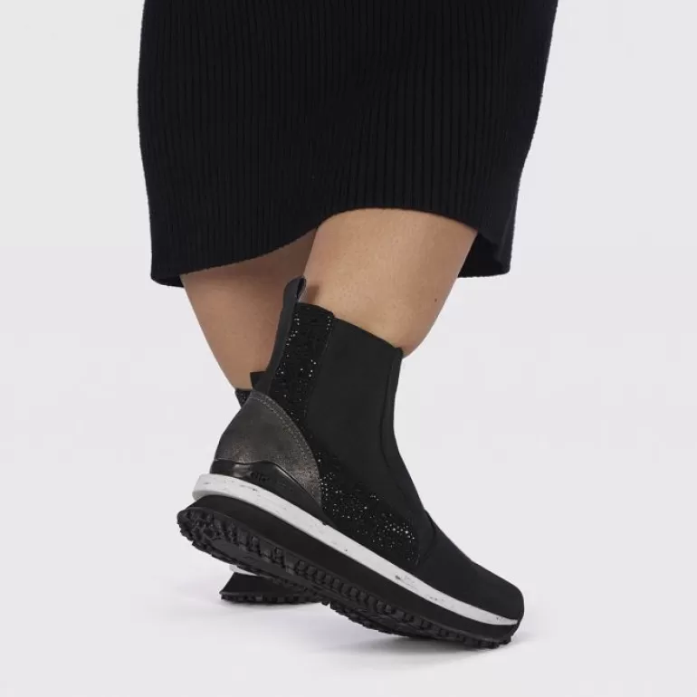 Gioseppo Sneakers*Eggedal Women'S Black Chelsea Boot-Style Sneakers With Crystals