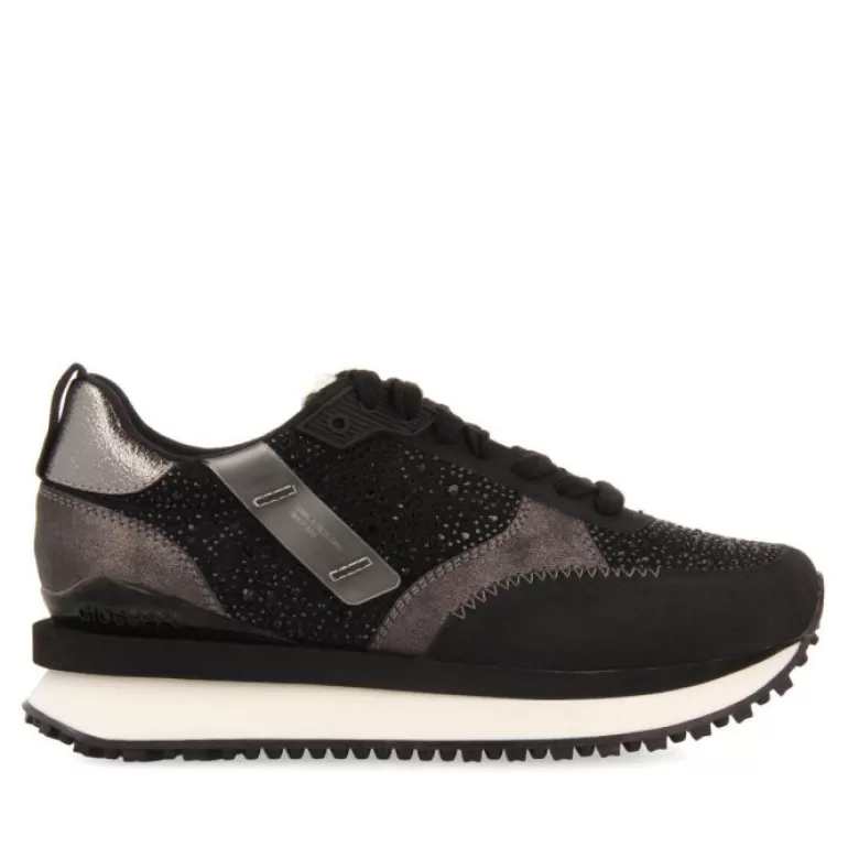 Gioseppo Sneakers*Ethan Women'S Black Monochrome Sneakers With Crystals