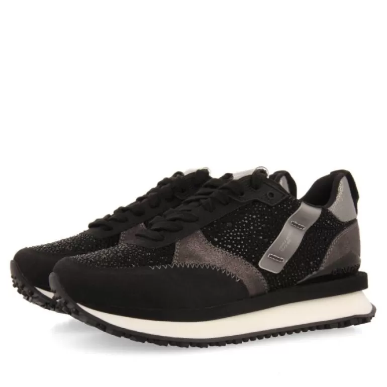Gioseppo Sneakers*Ethan Women'S Black Monochrome Sneakers With Crystals