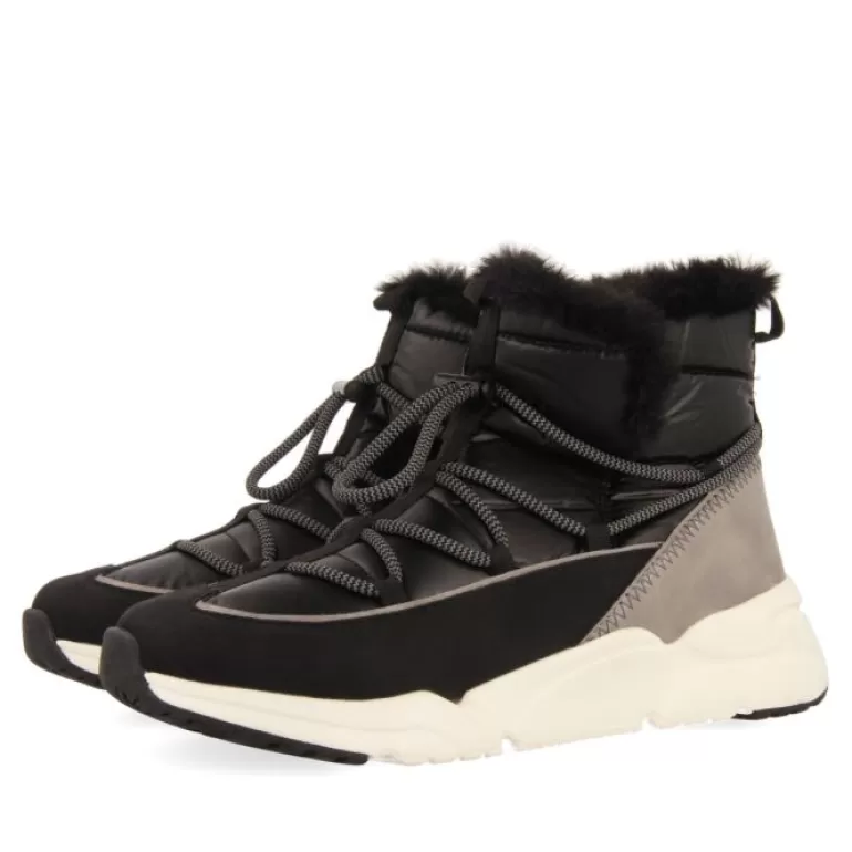 Gioseppo Sneakers*Flirch Women'S Black Lace-Up Winter Boot-Style Sneakers