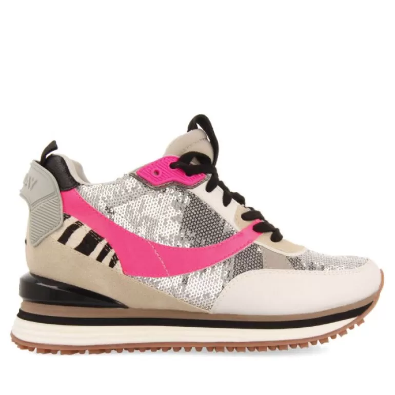 Gioseppo Sneakers*Gandvik Women'S Sneakers With Silver Sequins And Inner Wedges
