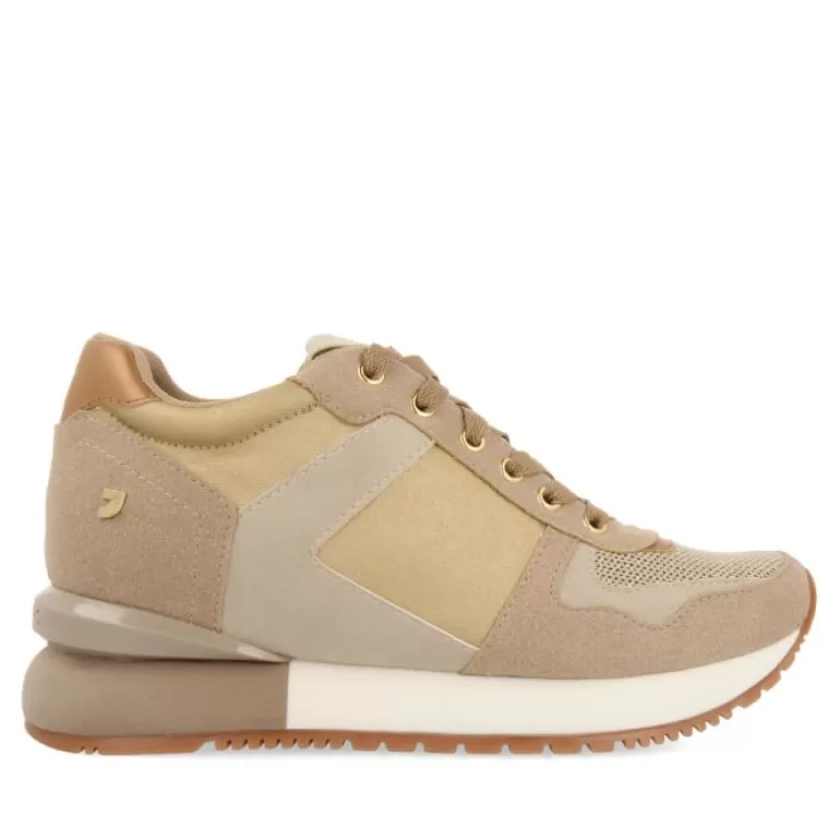 Gioseppo Sneakers*Girst Women'S Gold Monochrome Sneakers With Inner Wedges