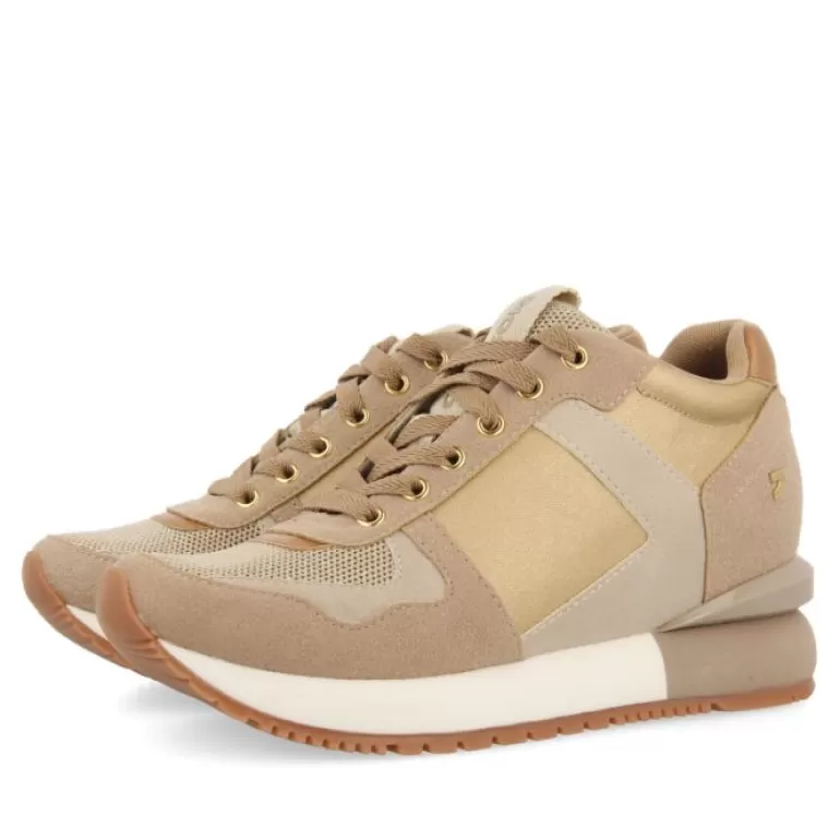 Gioseppo Sneakers*Girst Women'S Gold Monochrome Sneakers With Inner Wedges