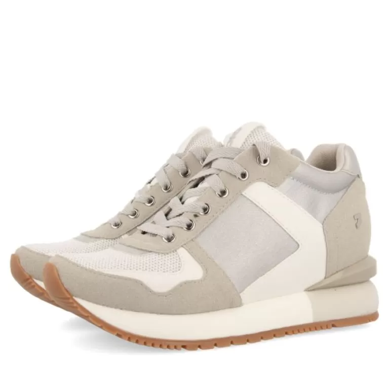 Gioseppo Sneakers*Girst Women'S Silver Monochrome Sneakers With Inner Wedges