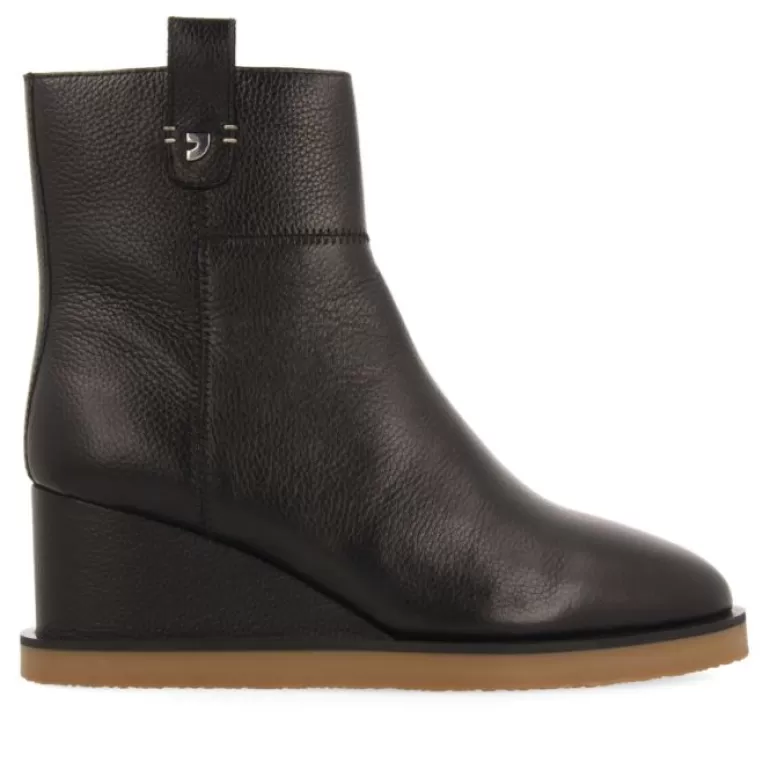 Gioseppo Boots & Ankle Boots*Glamis Women'S Black Leather Ankle Boots With Wedges