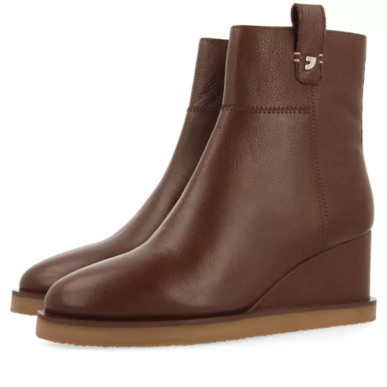 Gioseppo Boots & Ankle Boots*Glamis Women'S Brown Leather Ankle Boots With Wedges
