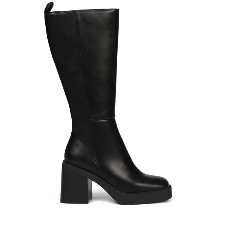 Gioseppo Boots & Ankle Boots*Goeblange Women'S Straight Black Knee-High Boots With Square Toes, A Thick Platform And Wide Heels