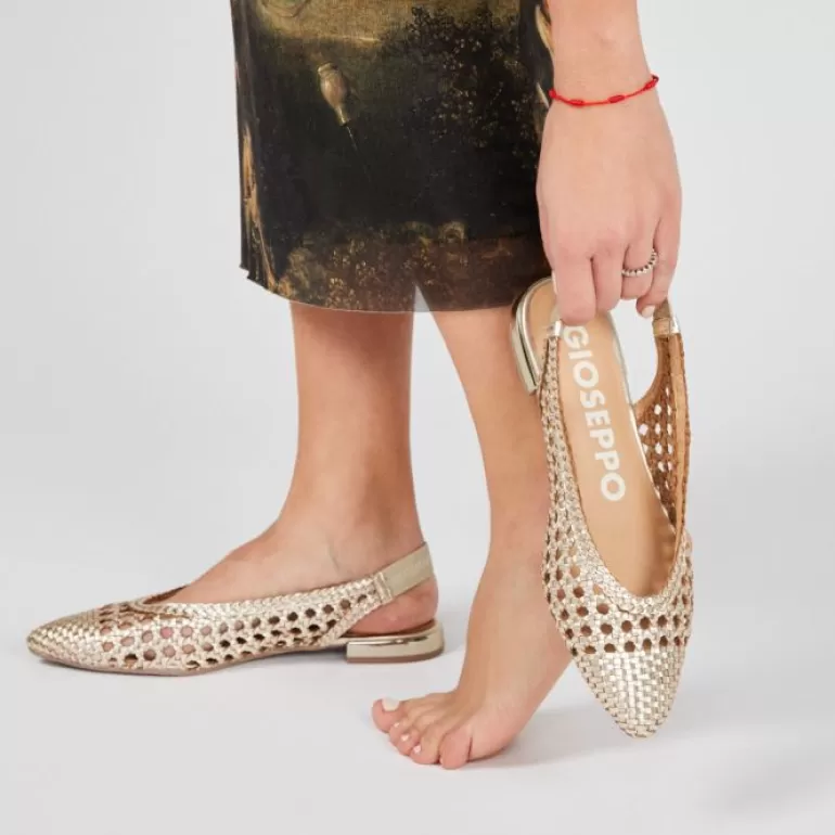 Gioseppo Ballet Pumps*Guatavita Women'S Gold Leather Ballet Flats With Braiding