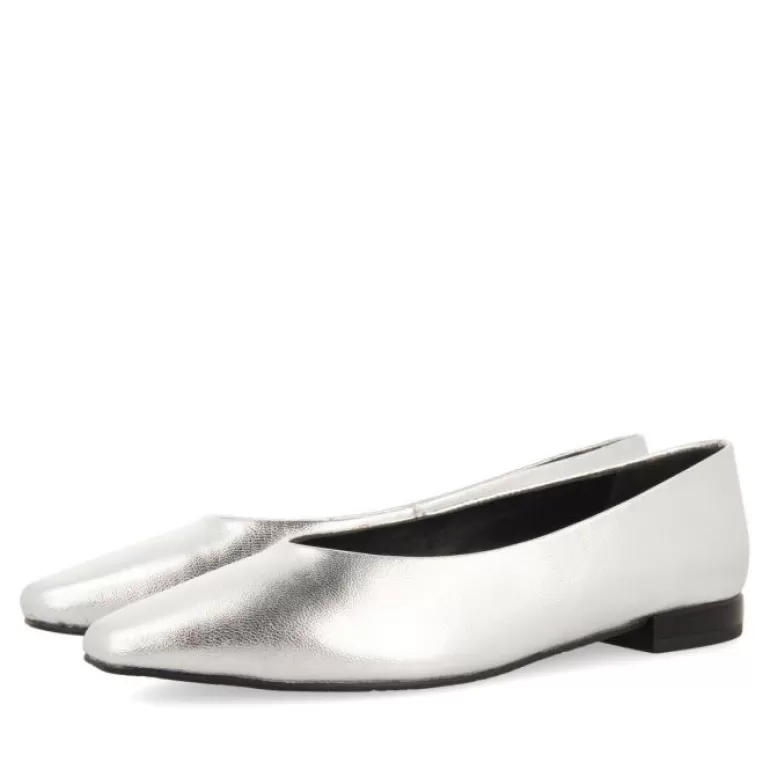 Gioseppo Ballet Pumps*Hamre Women'S Silver Ballet Flats With Pointed Toes
