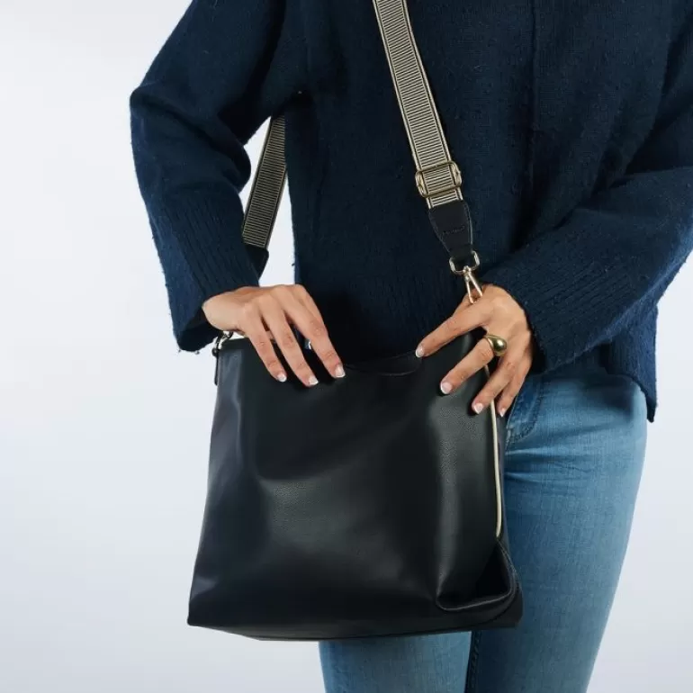 Gioseppo Shoulder Bags*Kallham Black Shopper Bag With Cream Details