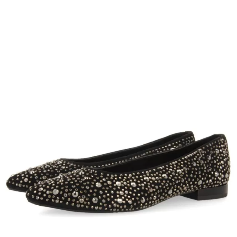 Gioseppo Ballet Pumps*Kannus Women'S Black Ballet Flats With Rhinestones