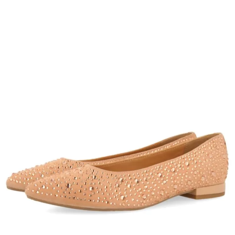 Gioseppo Ballet Pumps*Kannus Women'S Rose Gold Ballet Flats With Rhinestones