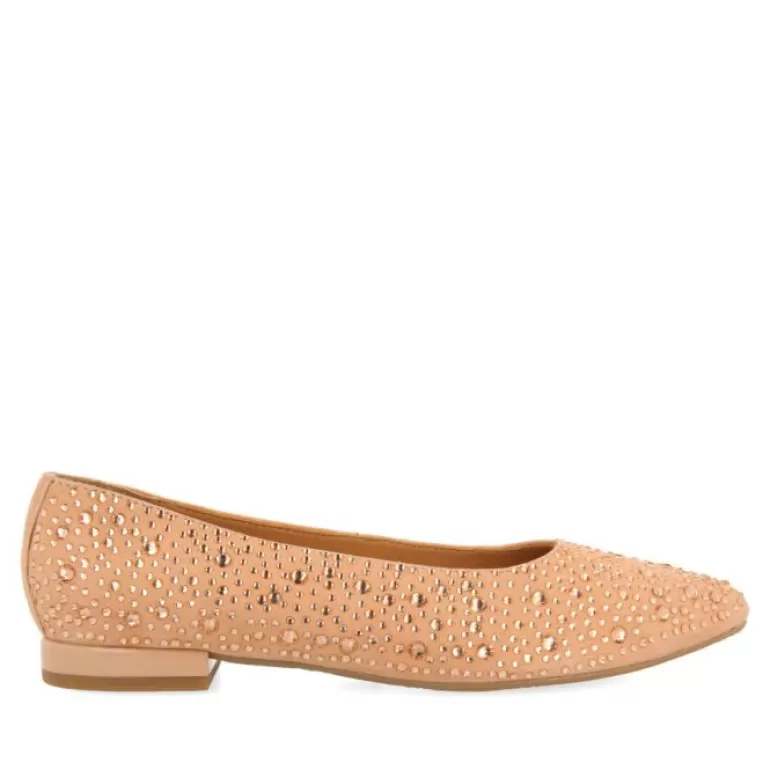 Gioseppo Ballet Pumps*Kannus Women'S Rose Gold Ballet Flats With Rhinestones