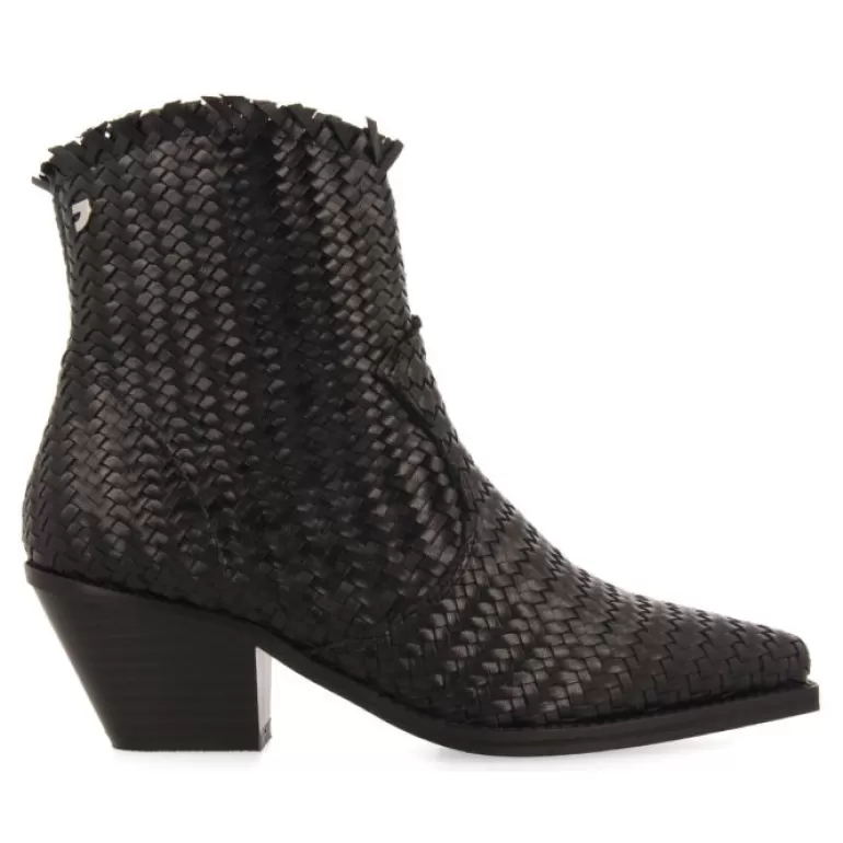 Gioseppo Boots & Ankle Boots*Kokkola Women'S Black Braided Leather Cowboy Boots