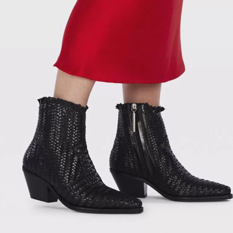 Gioseppo Boots & Ankle Boots*Kokkola Women'S Black Braided Leather Cowboy Boots