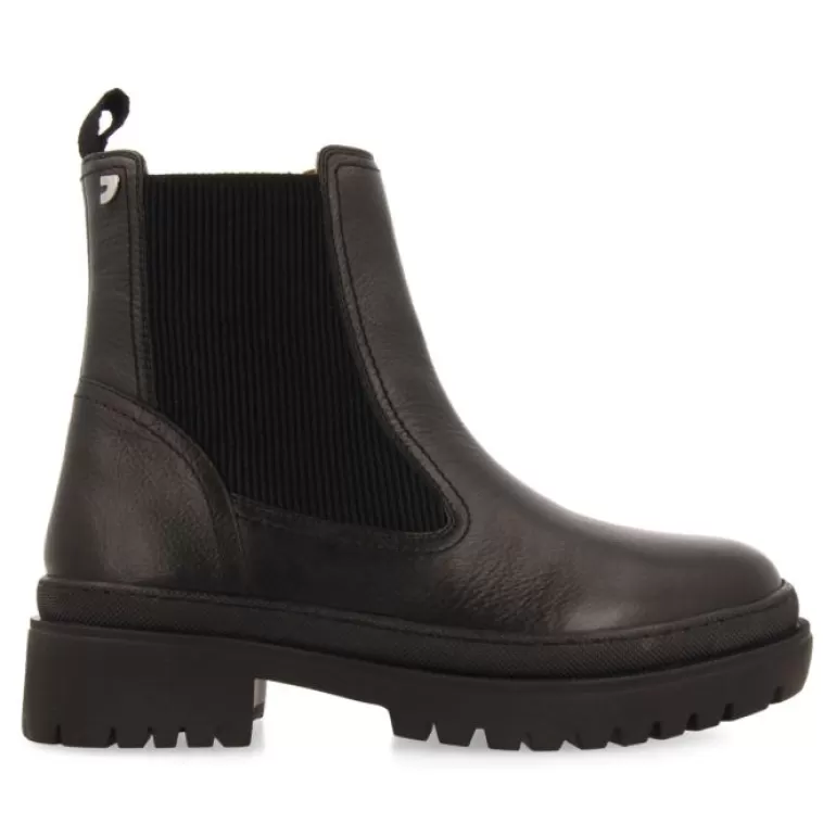 Gioseppo Boots & Ankle Boots*Langen Women'S Black Leather Chelsea Boots With Track Soles