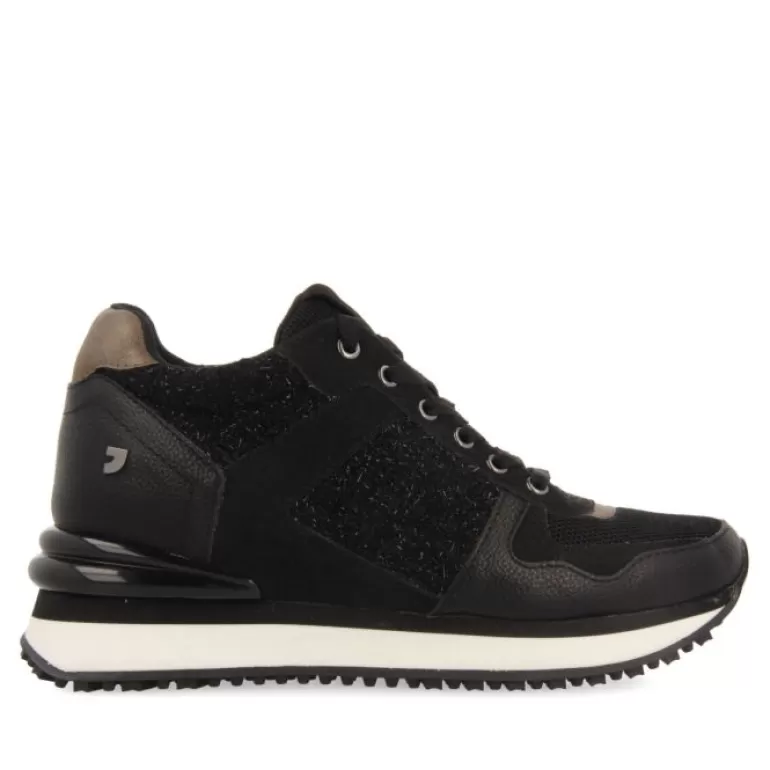 Gioseppo Sneakers*Lellig Women'S Black Monochrome Sneakers With Inner Wedges