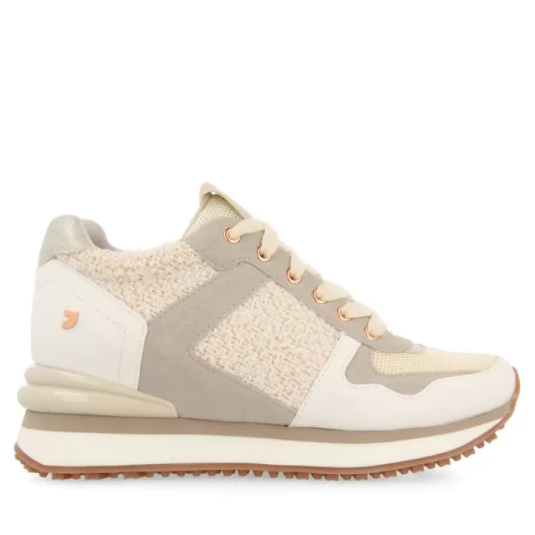 Gioseppo Sneakers*Lellig Women'S Off-White Monochrome Sneakers With Inner Wedges