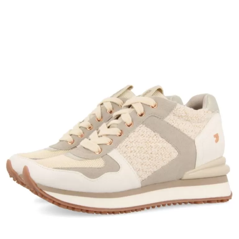 Gioseppo Sneakers*Lellig Women'S Off-White Monochrome Sneakers With Inner Wedges