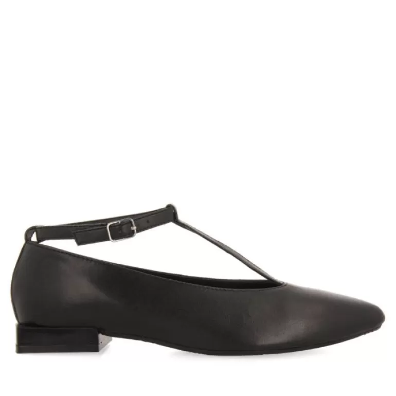 Gioseppo Ballet Pumps*Peever Women'S Black Leather Ballet Flats With Straps