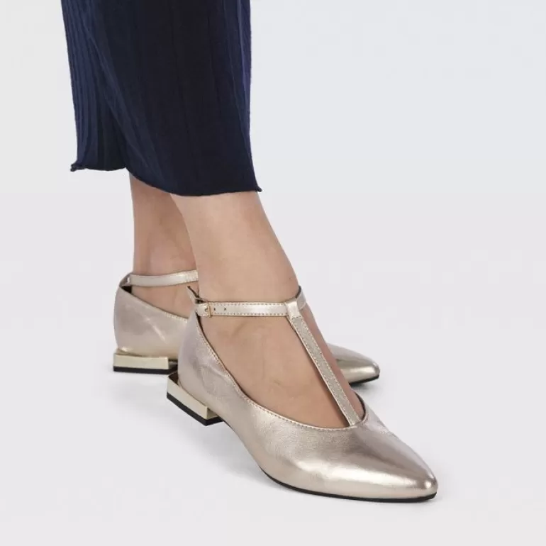 Gioseppo Ballet Pumps*Ratho Women'S Gold Leather Ballet Flats With Straps