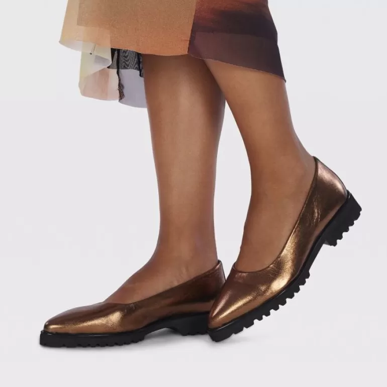 Gioseppo Ballet Pumps*Skrova Women'S Bronze Leather Ballet Flats With Track Soles