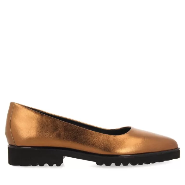 Gioseppo Ballet Pumps*Skrova Women'S Bronze Leather Ballet Flats With Track Soles